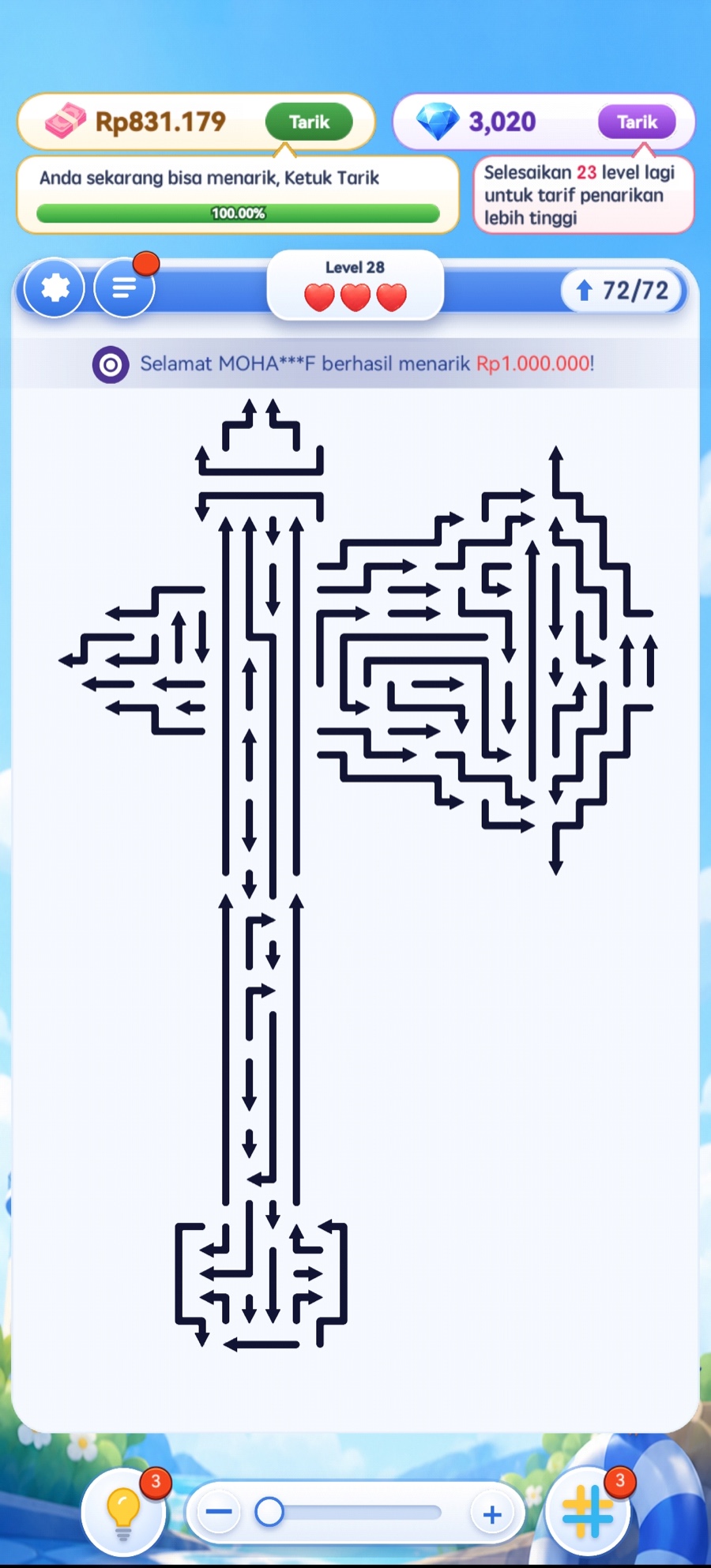 Tap and clear arrow gameplay screenshot